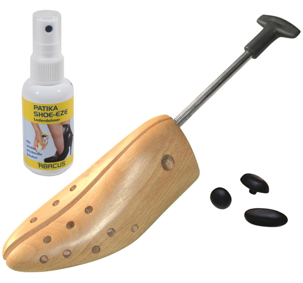 Schuhdehner mit Dehnspray Shoe Eze - Schuhweiter Buchenholz Schuhspanner