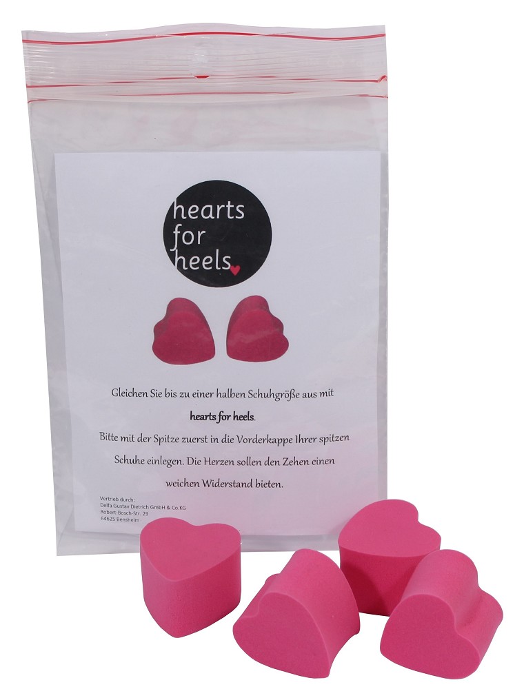 Hearts for heels 2 Paar weiche Pads für spitze Pumps, Ausgleich halbe Schuhgröße